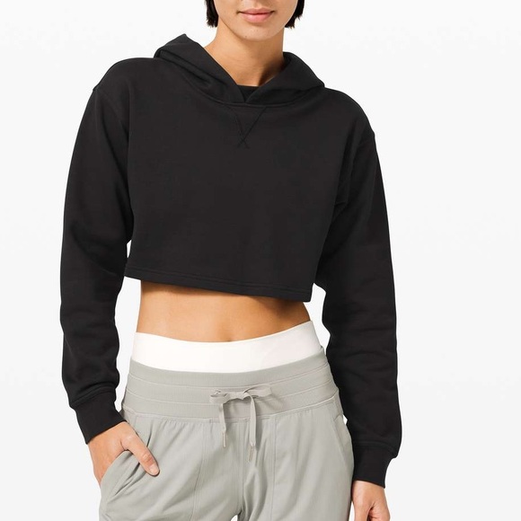 lululemon athletica Tops - LULULEMON ALL YOURS BLACK CROPPED HOODIE